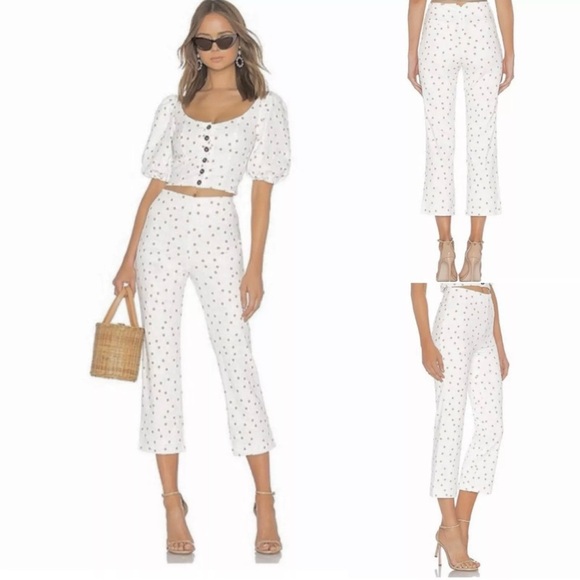Revolve LPA Linen Polka Dot Cropped Pants Sz M - Picture 2 of 12